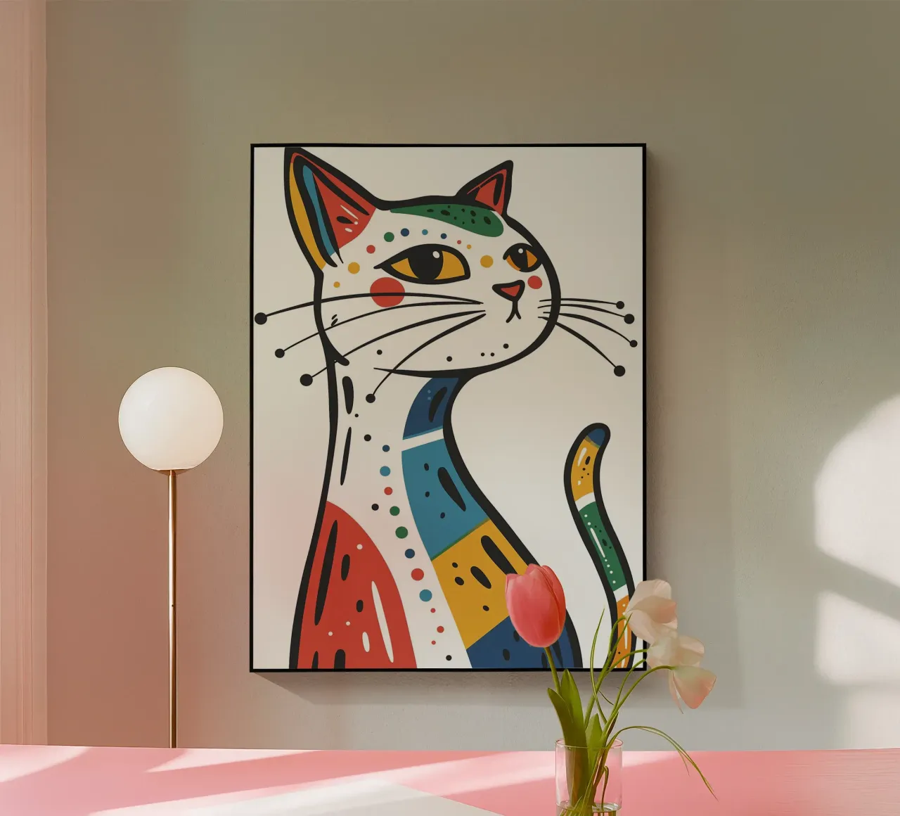Multi Color Cat plexiglass da Damion Francis