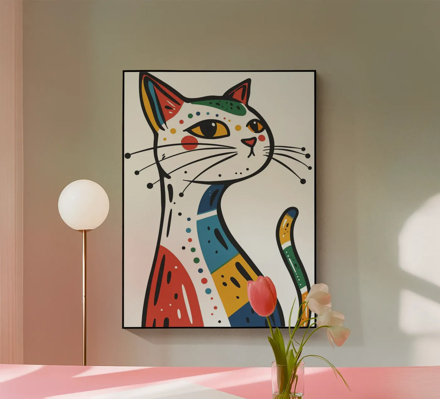 Multi Color Cat plexiglass da Damion Francis