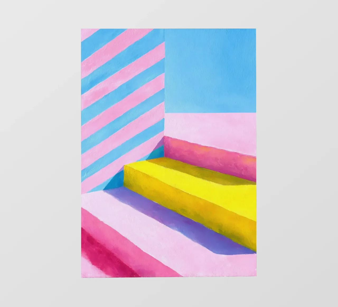 Illustrazione a guazzo di una scala minimalista telo in pvc da Nikis Art Studio