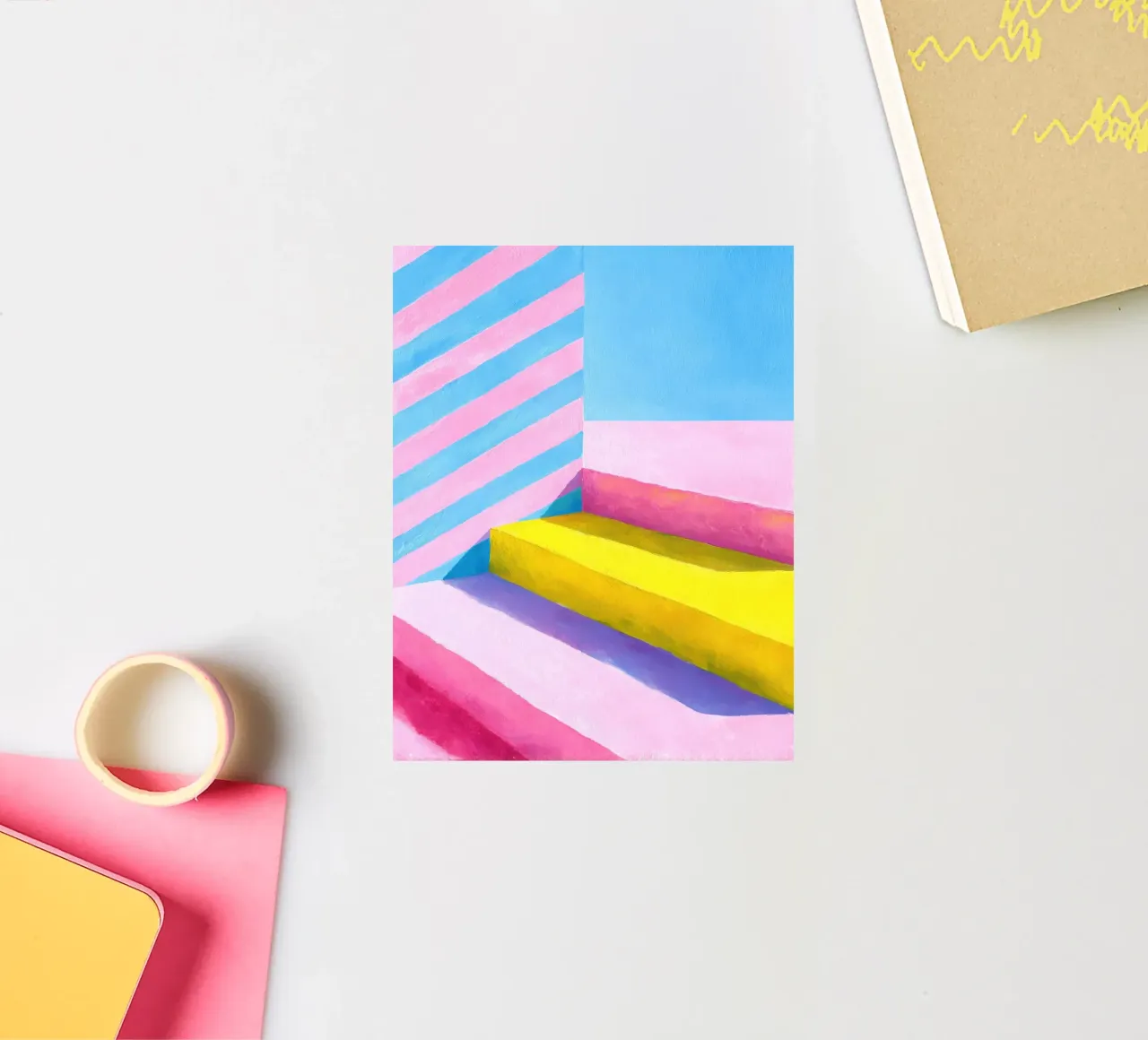 Illustrazione a guazzo di una scala minimalista adesivo da Nikis Art Studio