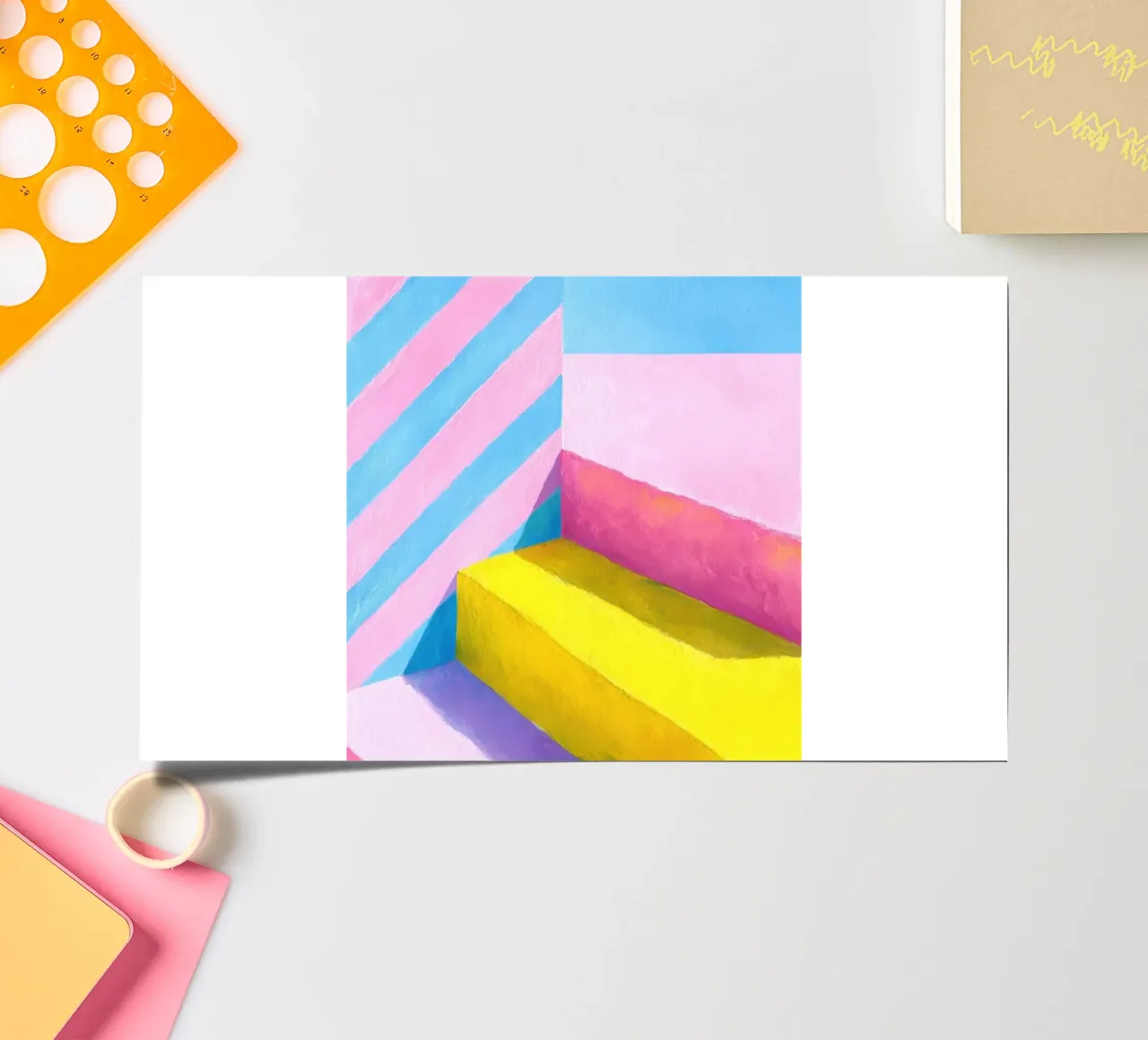 Illustrazione a guazzo di una scala minimalista foglio adesivo da Nikis Art Studio