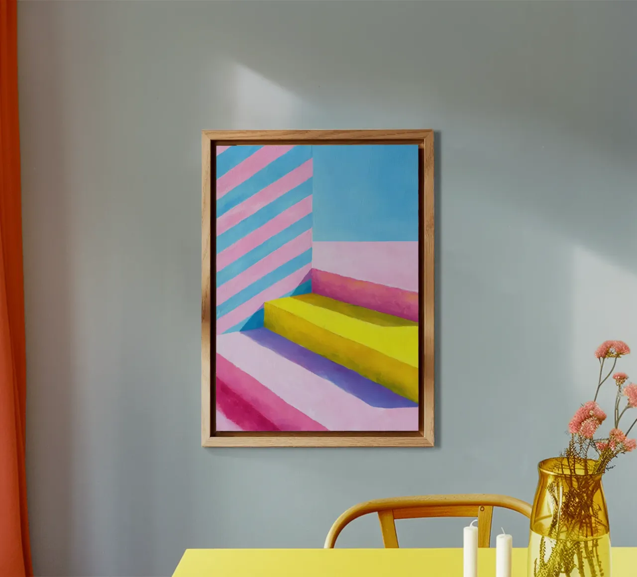 Illustrazione a guazzo di una scala minimalista pannello forex da Nikis Art Studio