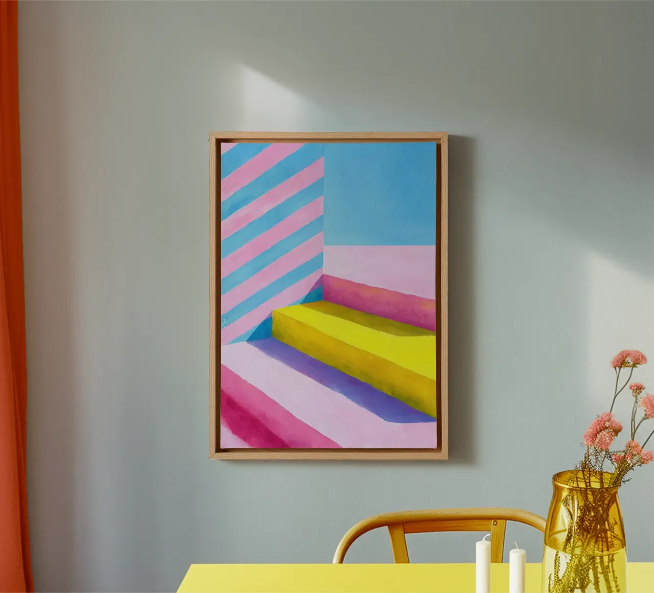 Illustrazione a guazzo di una scala minimalista tela da Nikis Art Studio