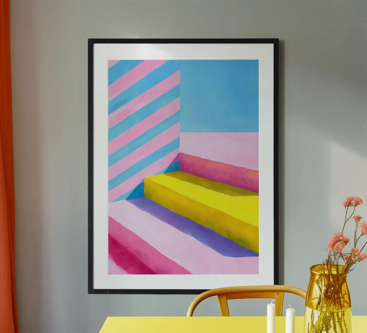 Illustrazione a guazzo di una scala minimalista poster da Nikis Art Studio