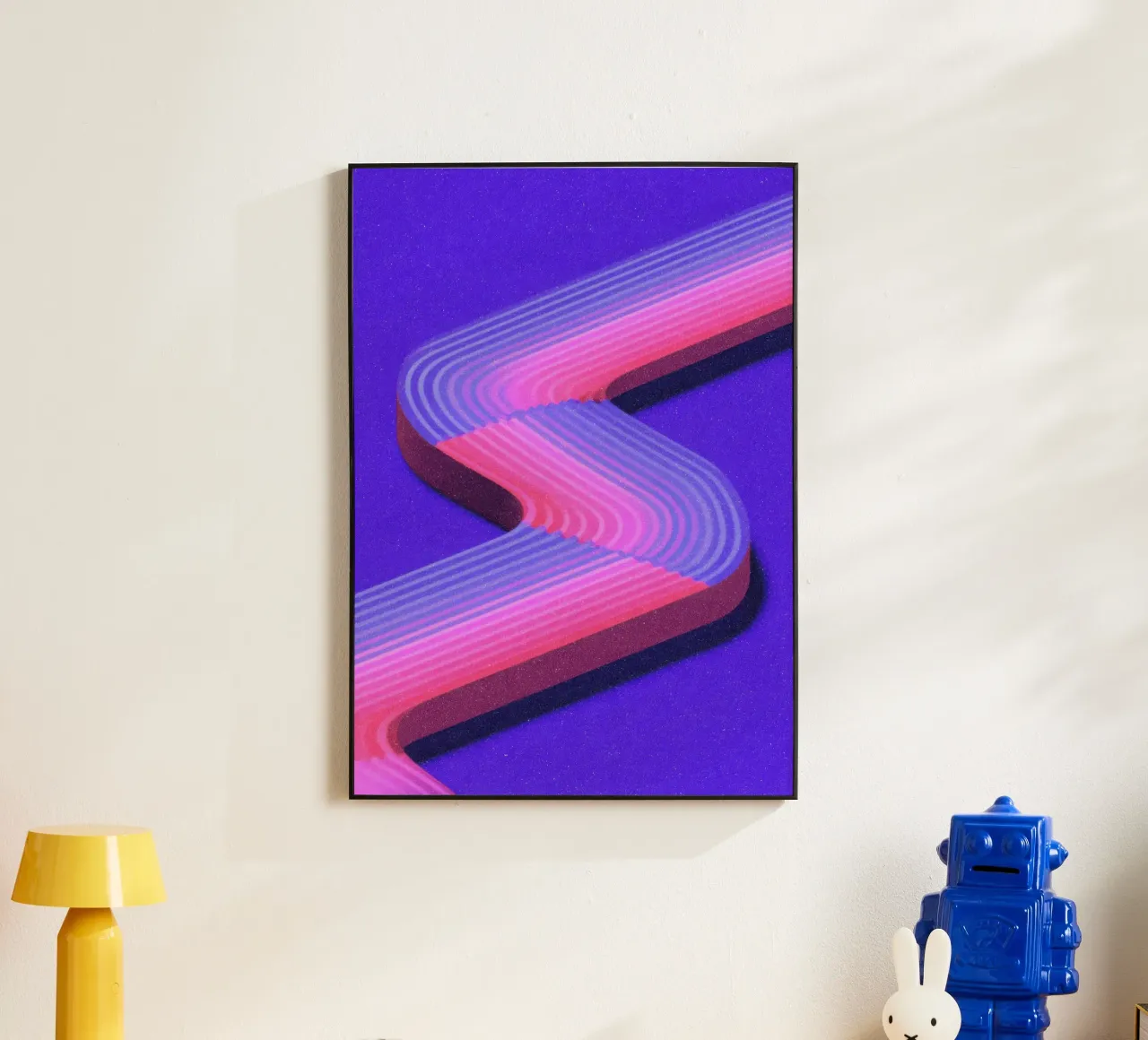 Illustrazione isometrica della linea S della dopamina alluminio dibond da Nikis Art Studio
