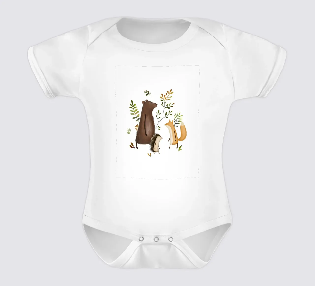 Waldtier-Gemälde, Bär, Igel, Fuchs Kurzarm Babybody von Urchin Bay Art
