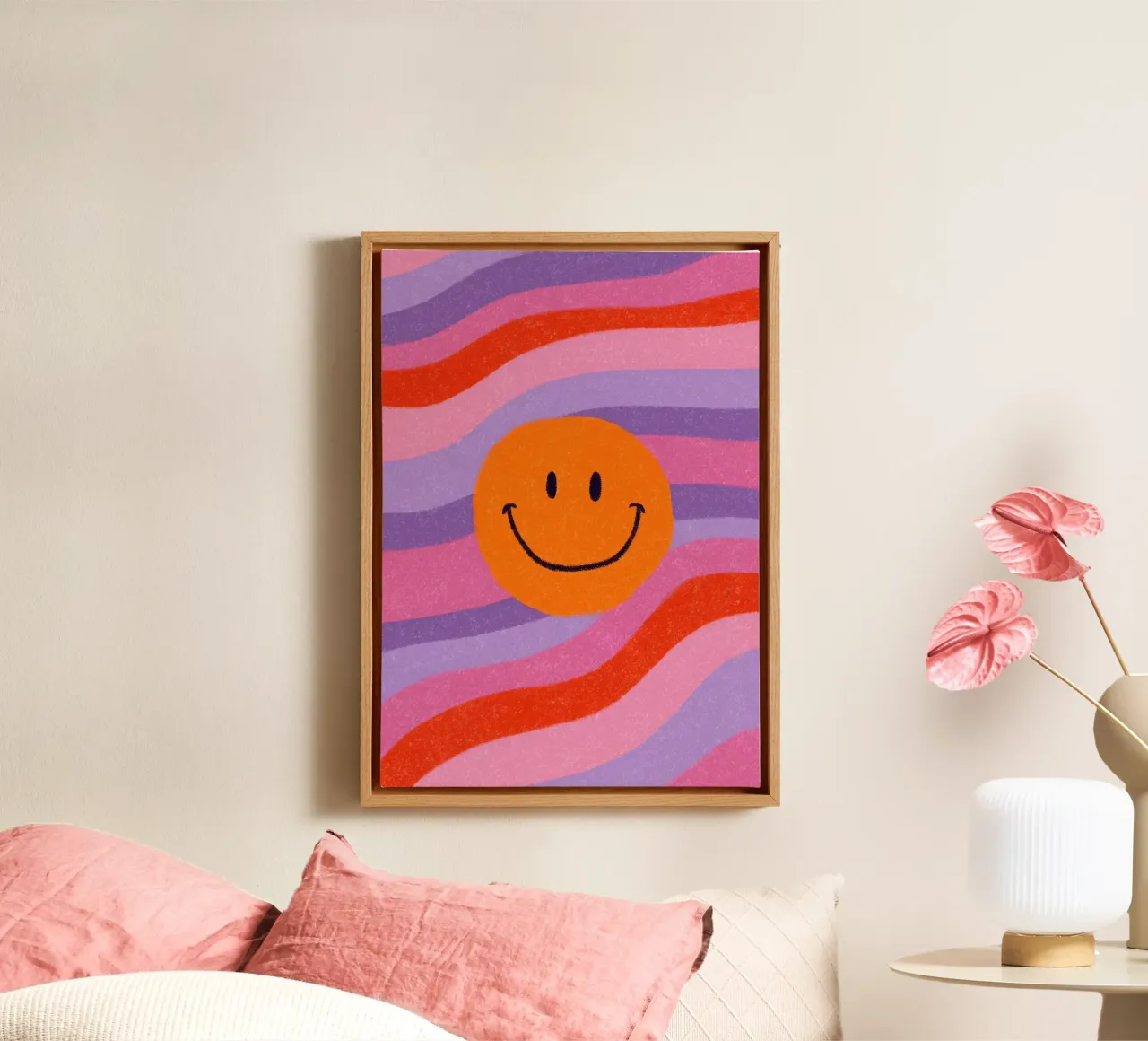 Retro Smiley 70er Illustration canvas by Nikis Art Studio