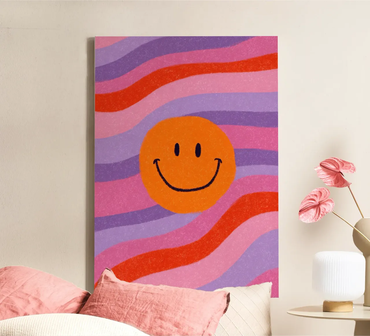 Retro Smiley 70er Illustration canvas by Nikis Art Studio