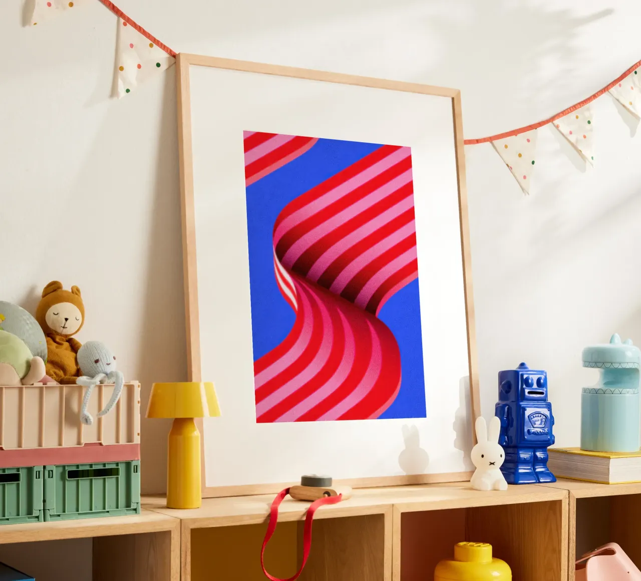 Illustrazione della dopamina con nastro a strisce rosse e rosa carta hahnemühle da Nikis Art Studio