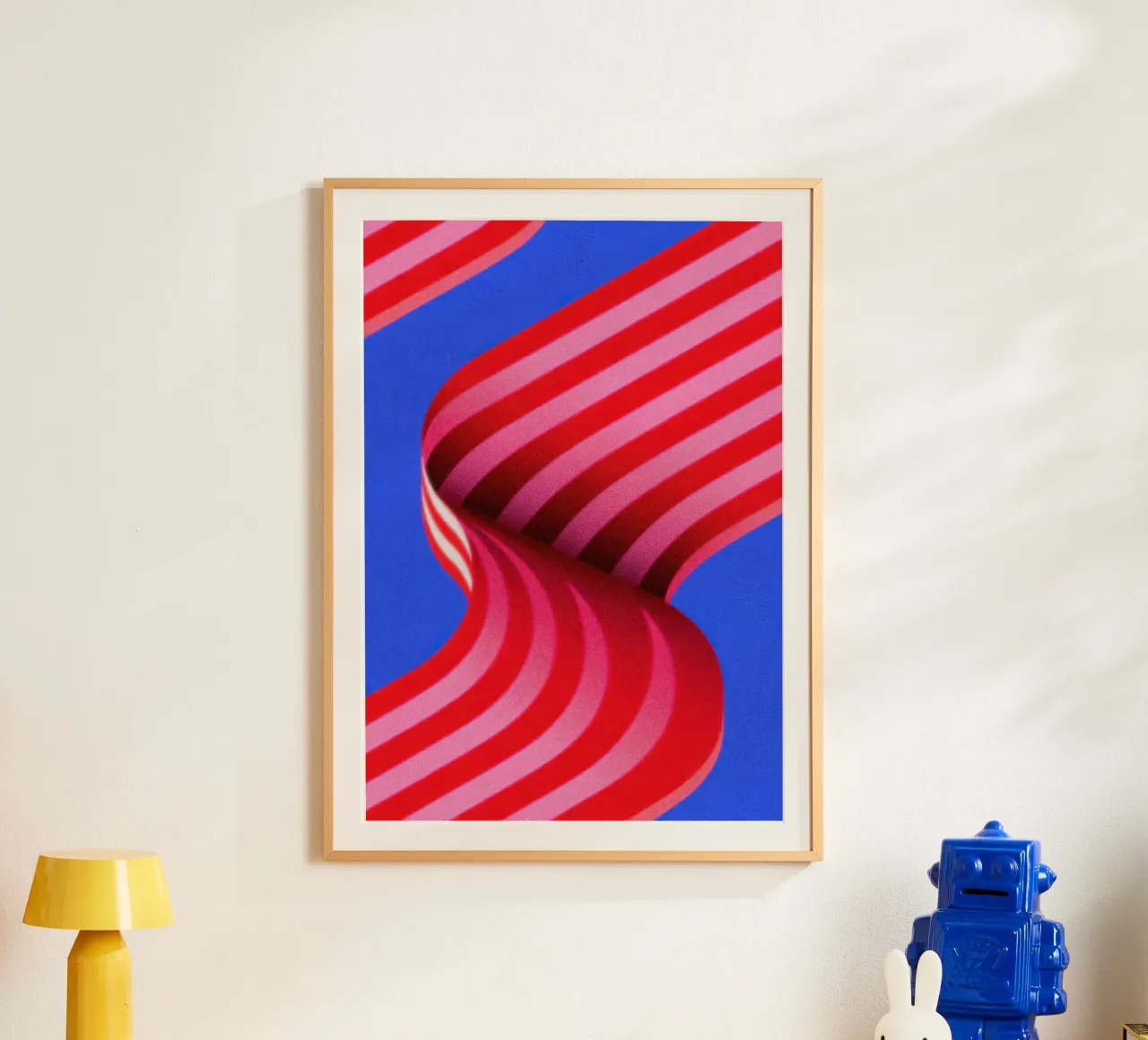 Illustrazione della dopamina con nastro a strisce rosse e rosa carta hahnemühle da Nikis Art Studio