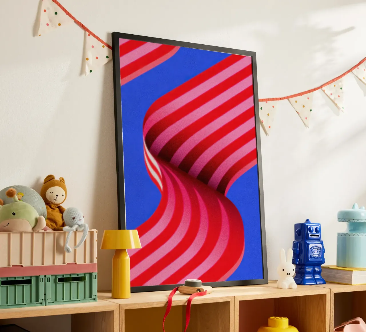 Illustrazione della dopamina con nastro a strisce rosse e rosa carta hahnemühle da Nikis Art Studio