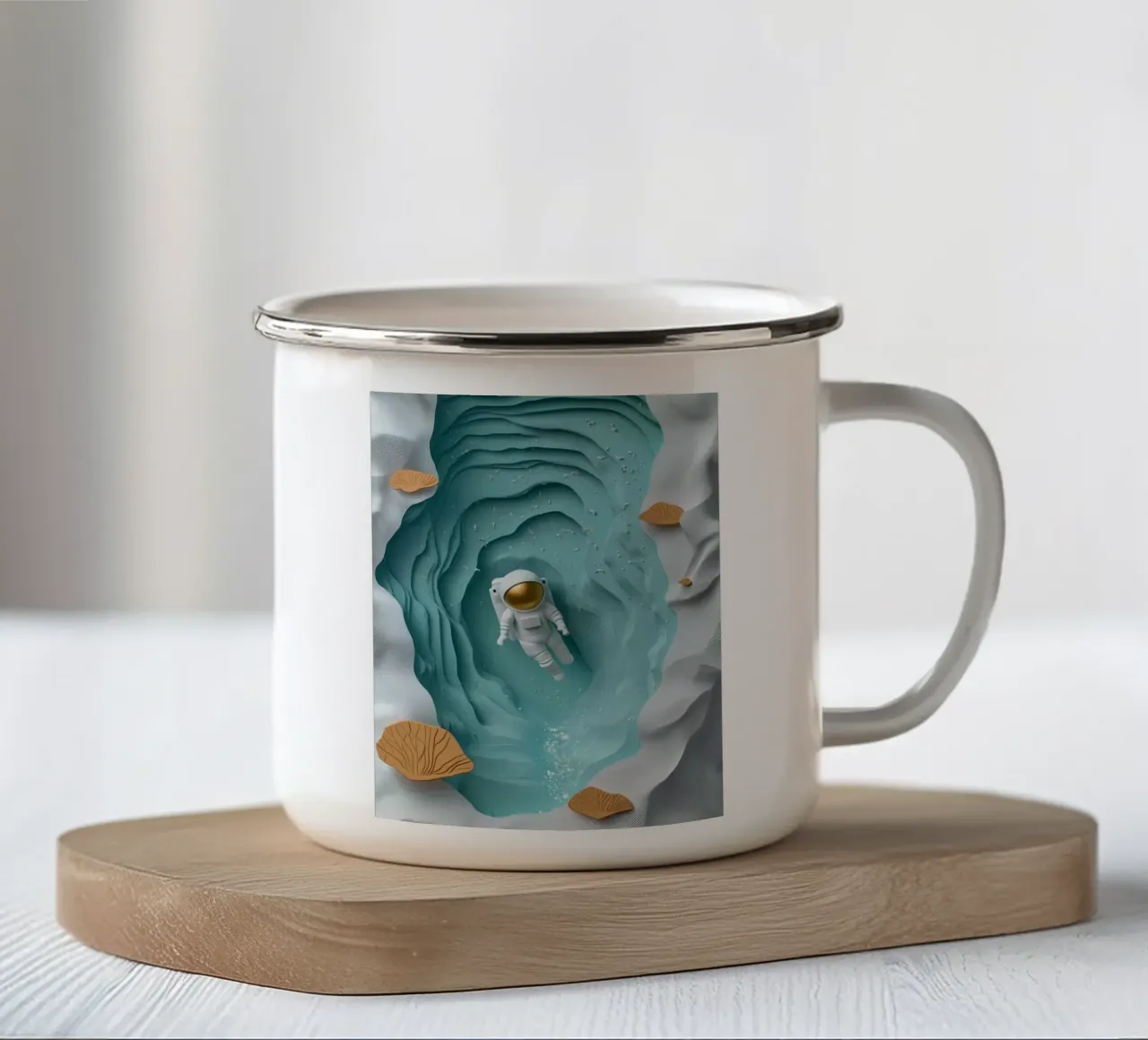 astronaut in space lake Emaille Tasse von scoten