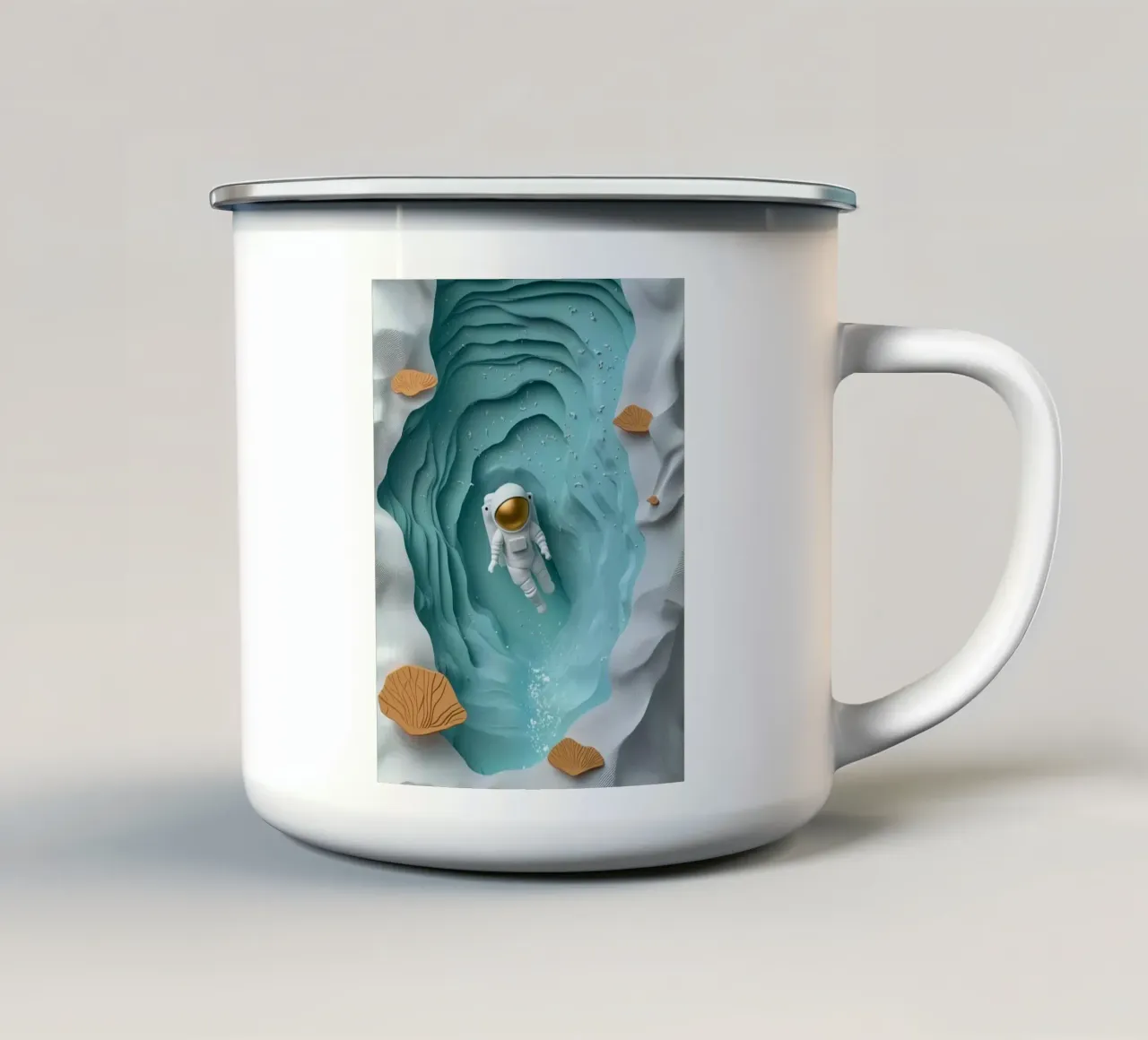 astronaut in space lake Emaille Tasse von scoten