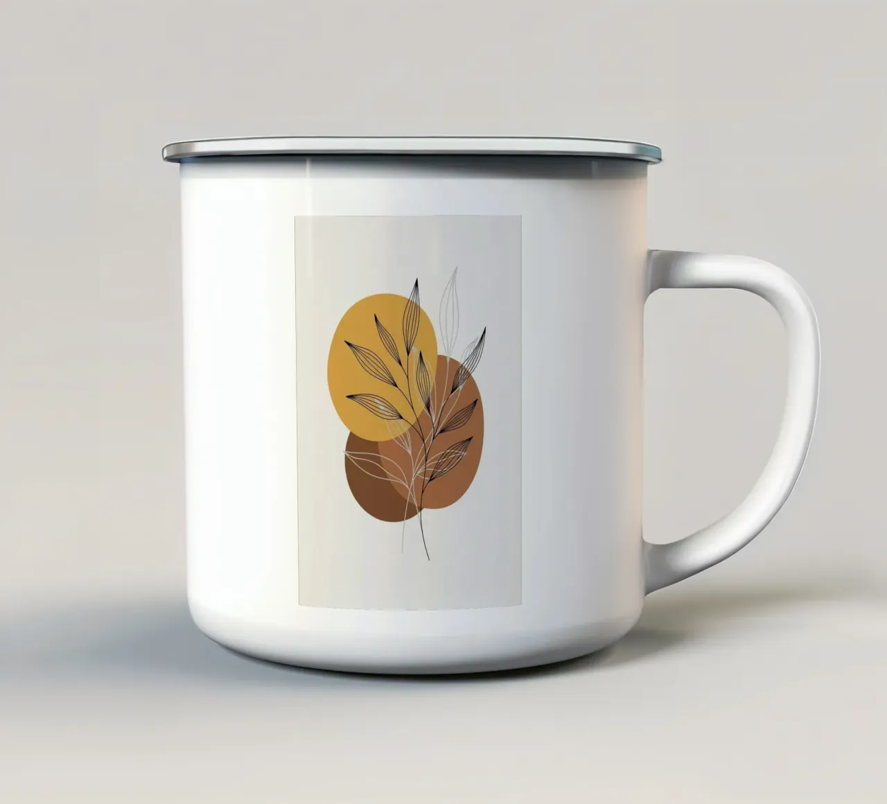 Abstracte Botanische Print, Minimalistische Muurkunst emaille mok van Artistic-shop