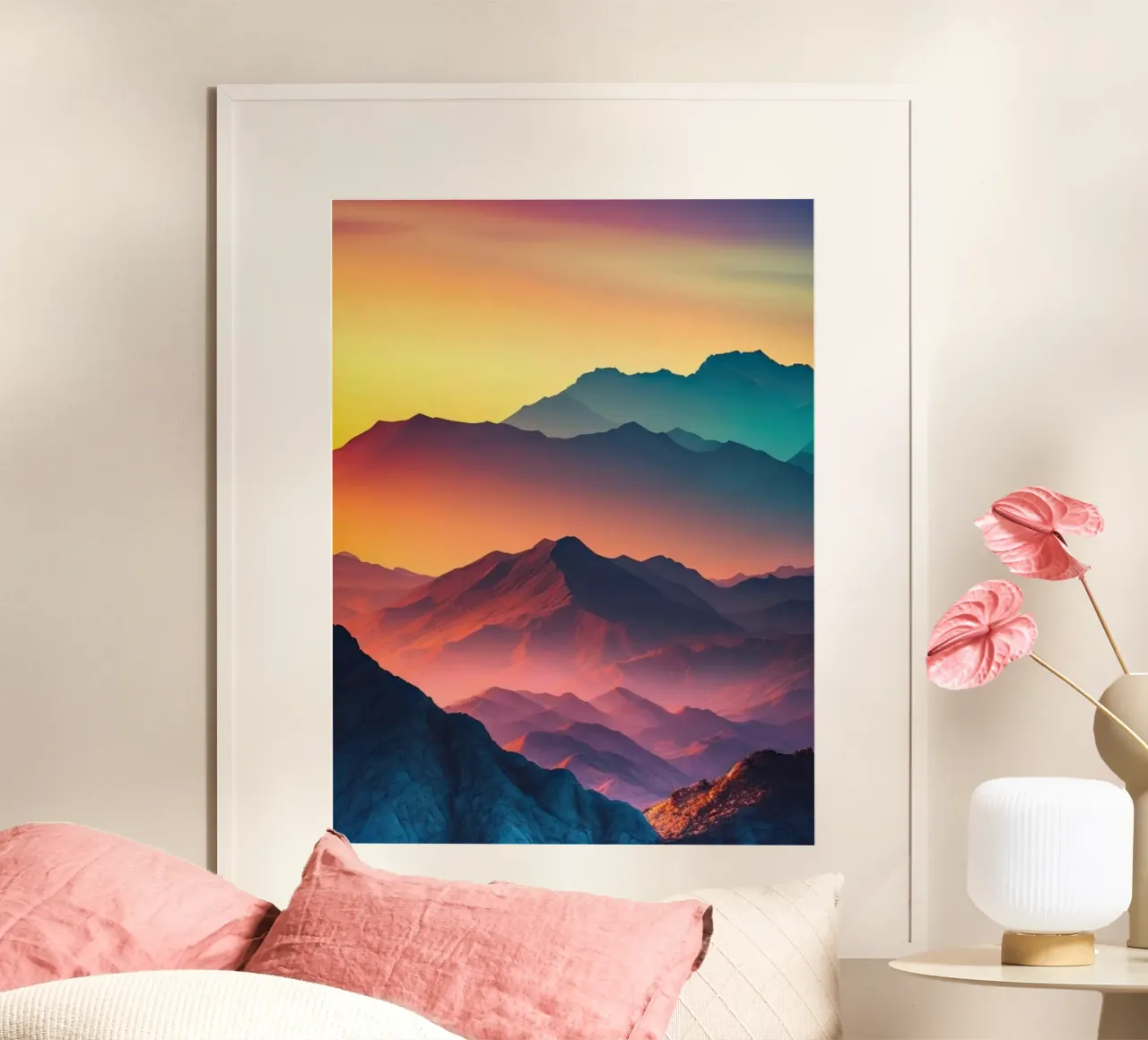light mountain sunset poster da scoten