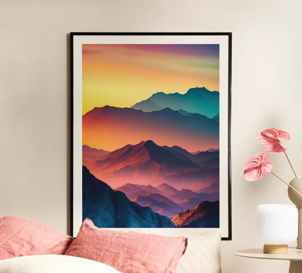 light mountain sunset poster da scoten
