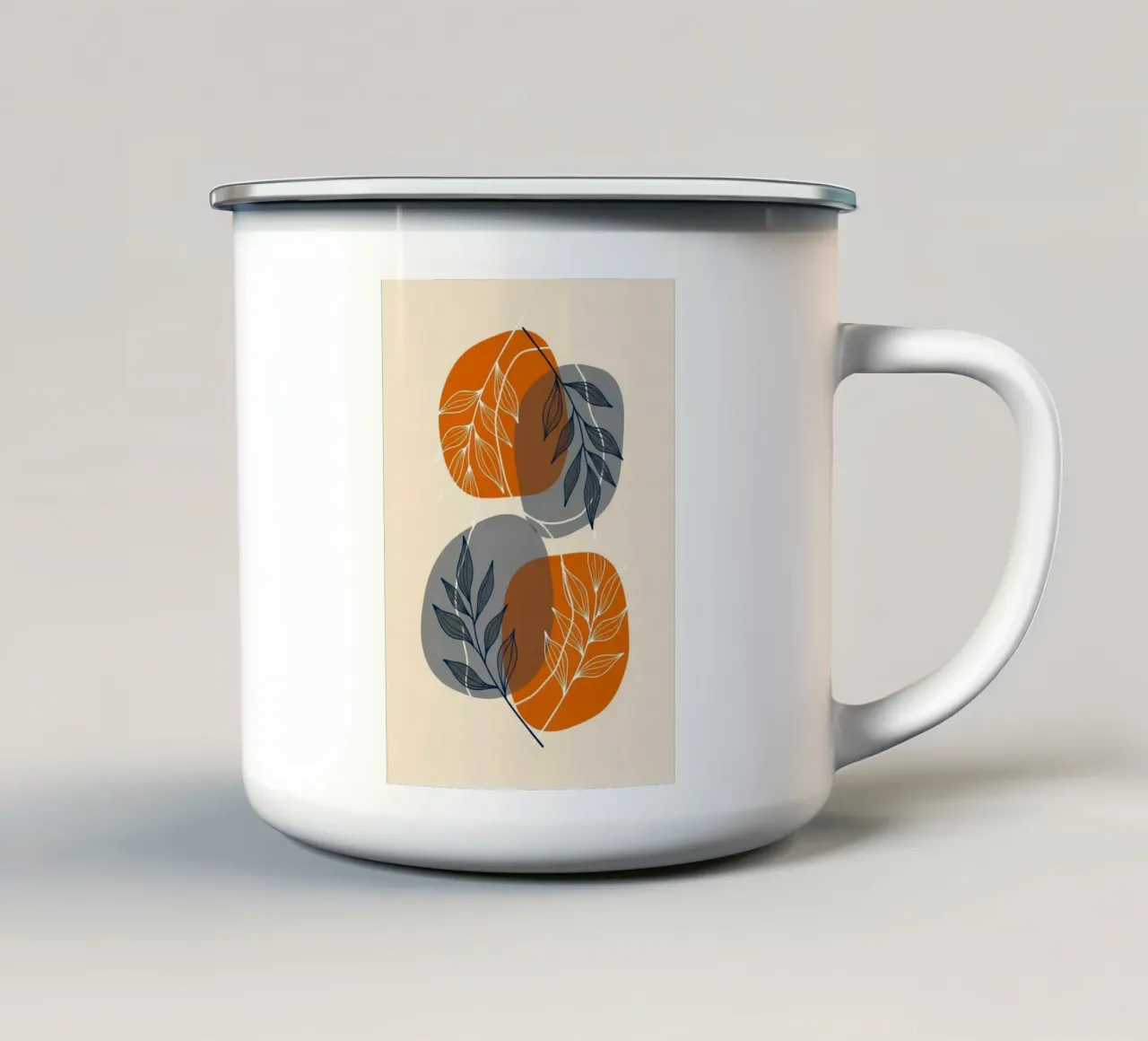 Boho abstracte botanische print emaille mok van Artistic-shop