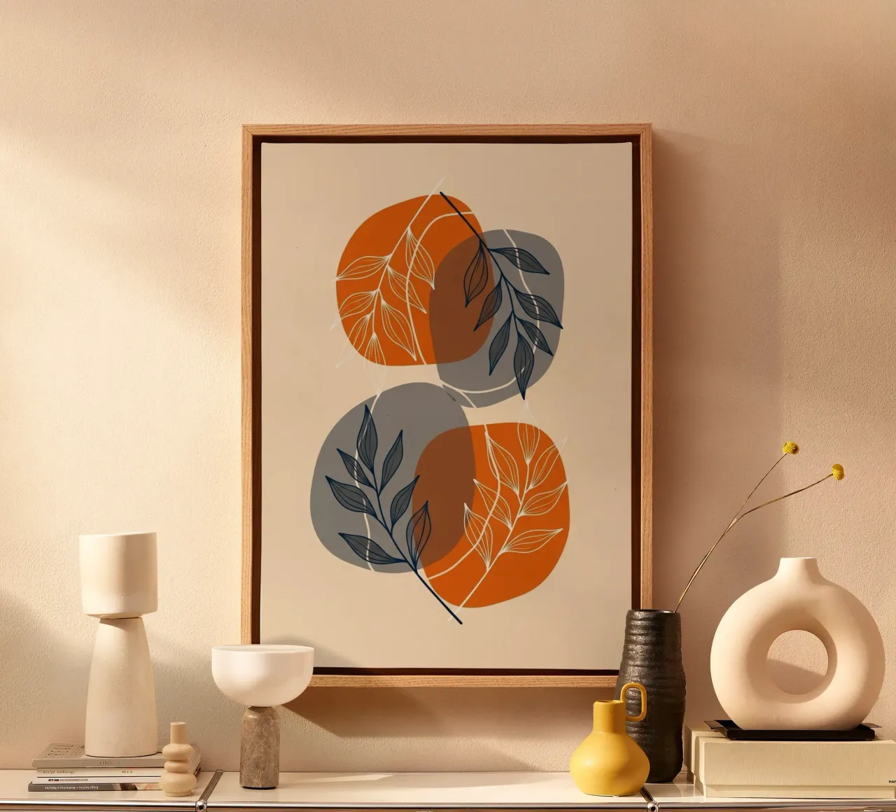 Boho abstracte botanische print canvas van Artistic-shop
