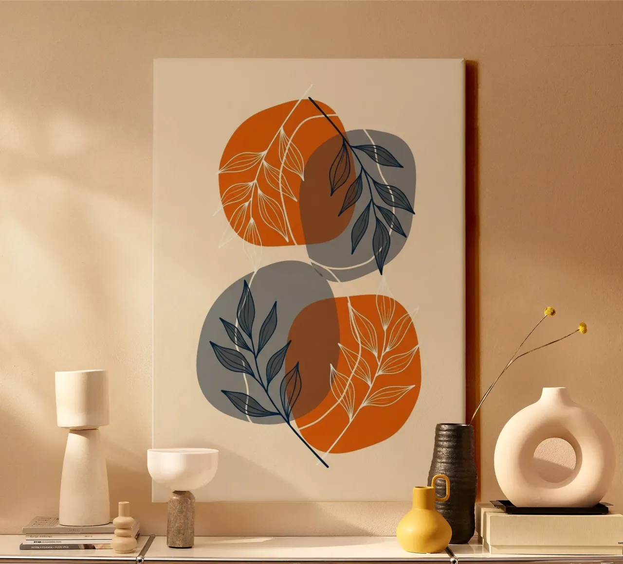 Boho abstracte botanische print canvas van Artistic-shop