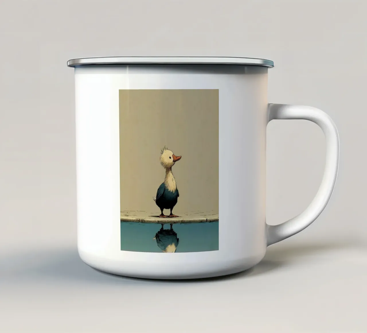 duck in street tazza in smalto da scoten