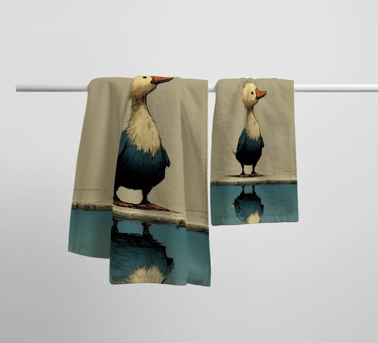 duck in street asciugamano da bagno da scoten