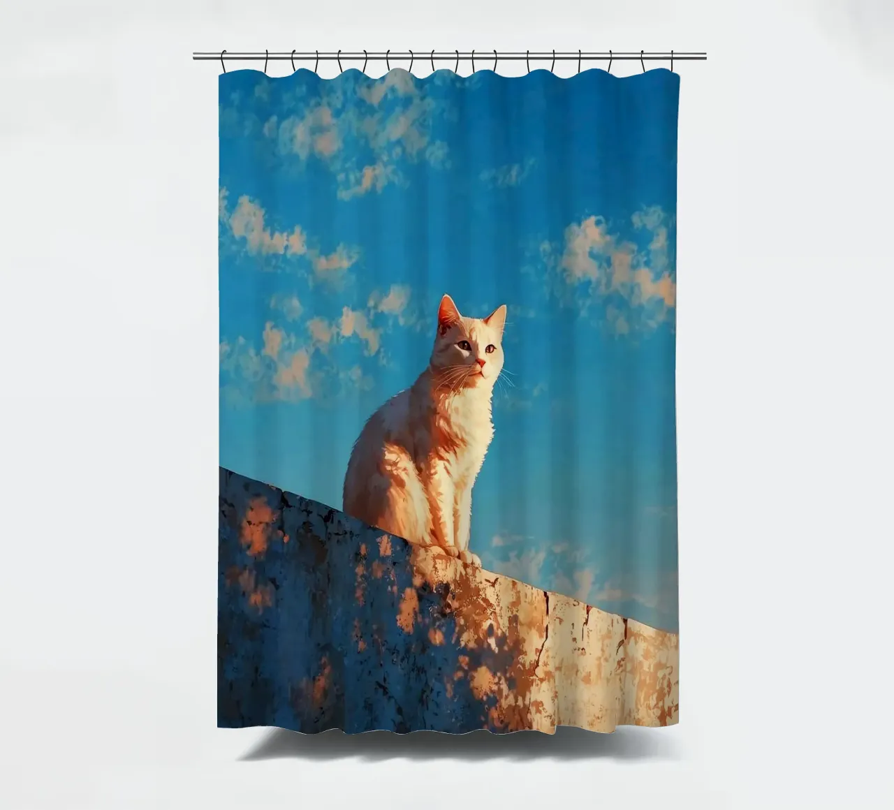 cat viewing the sunset tenda da doccia da scoten
