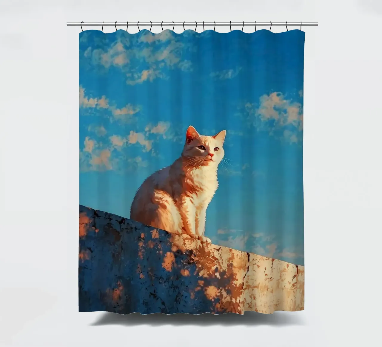 cat viewing the sunset tenda da doccia da scoten