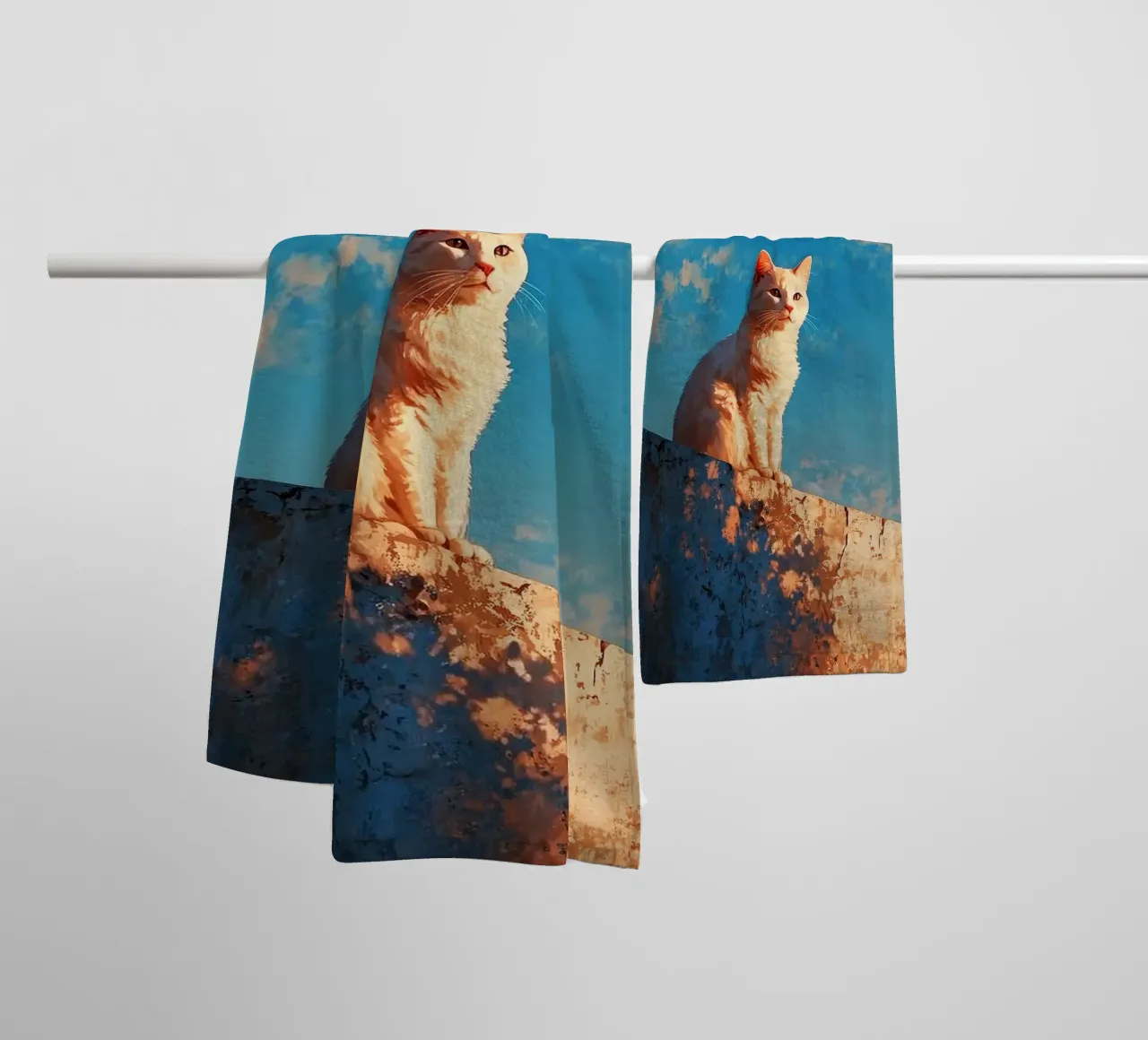 cat viewing the sunset asciugamano da bagno da scoten