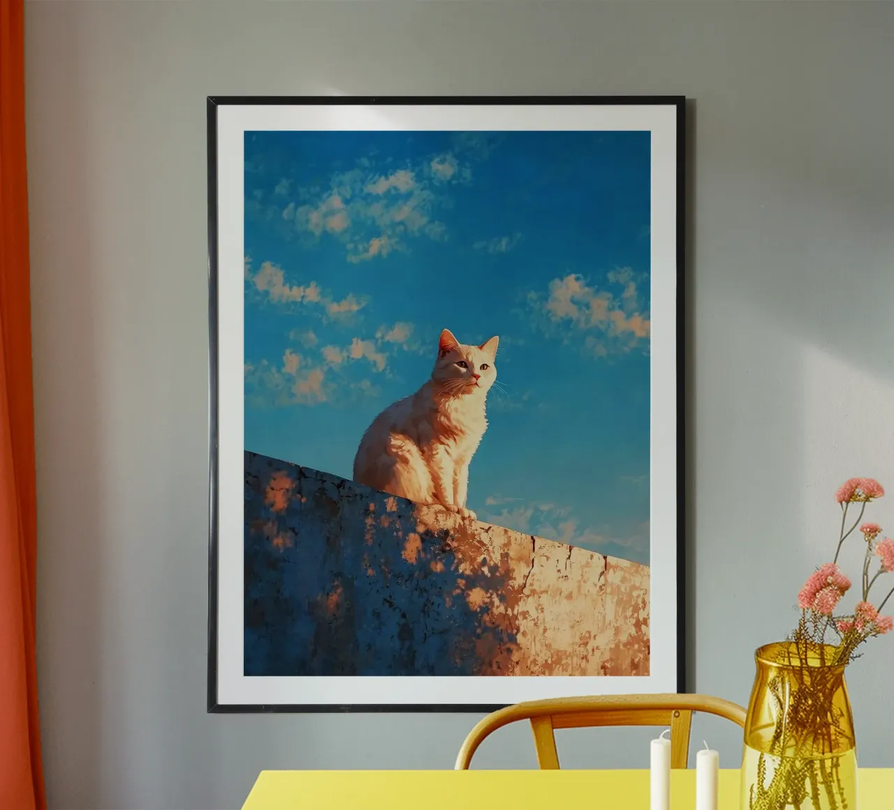 cat viewing the sunset carta hahnemühle da scoten