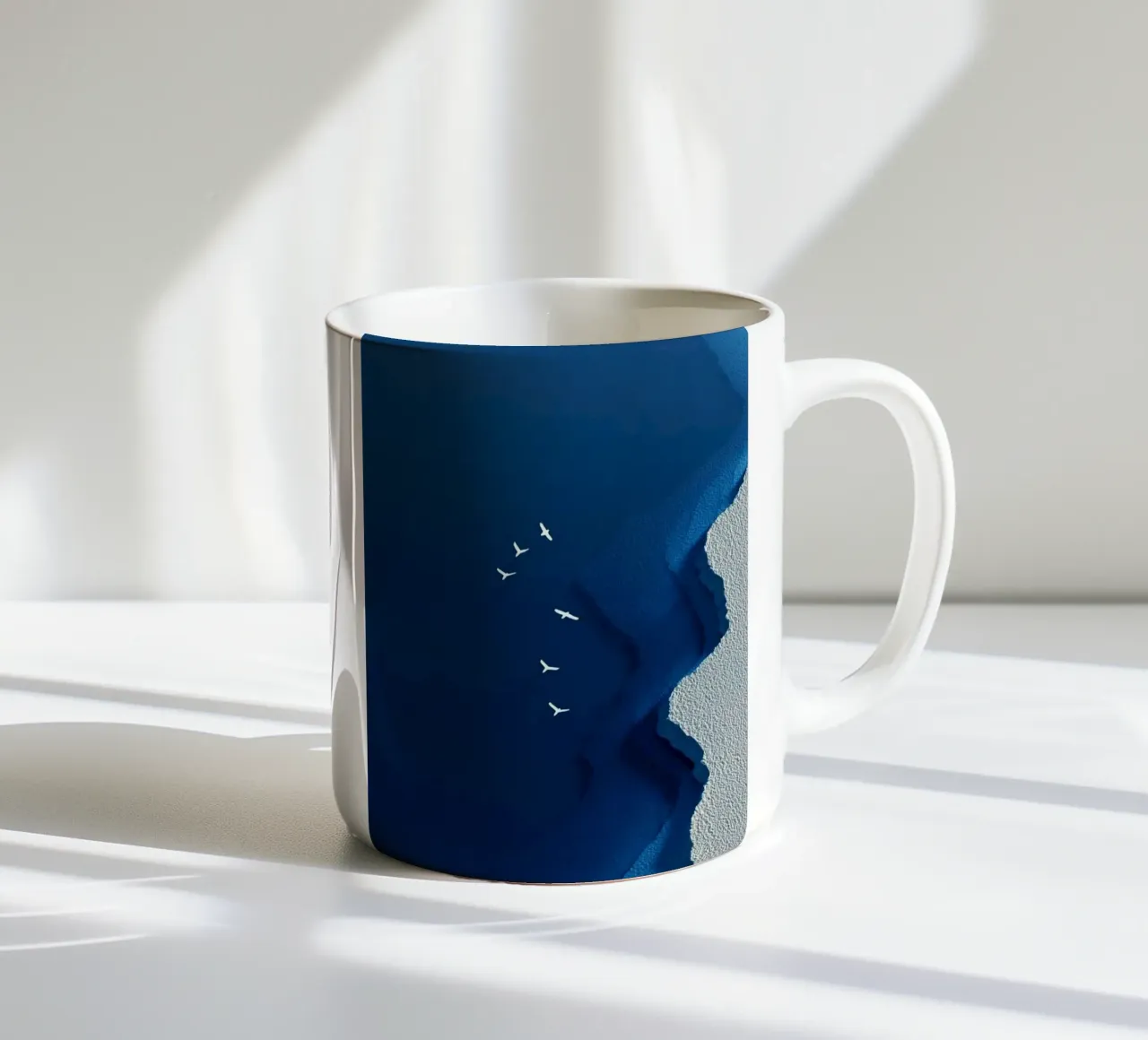 bird fly in the beach tazza in ceramica da scoten