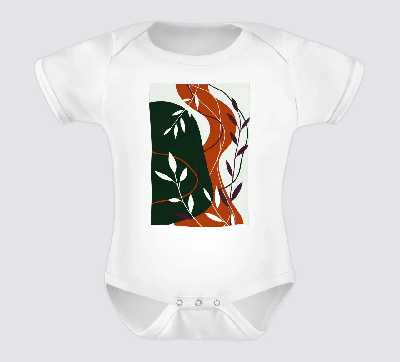 Abstract botanisch terracotta en smaragd babyrompertje korte mouwen van Artistic-shop