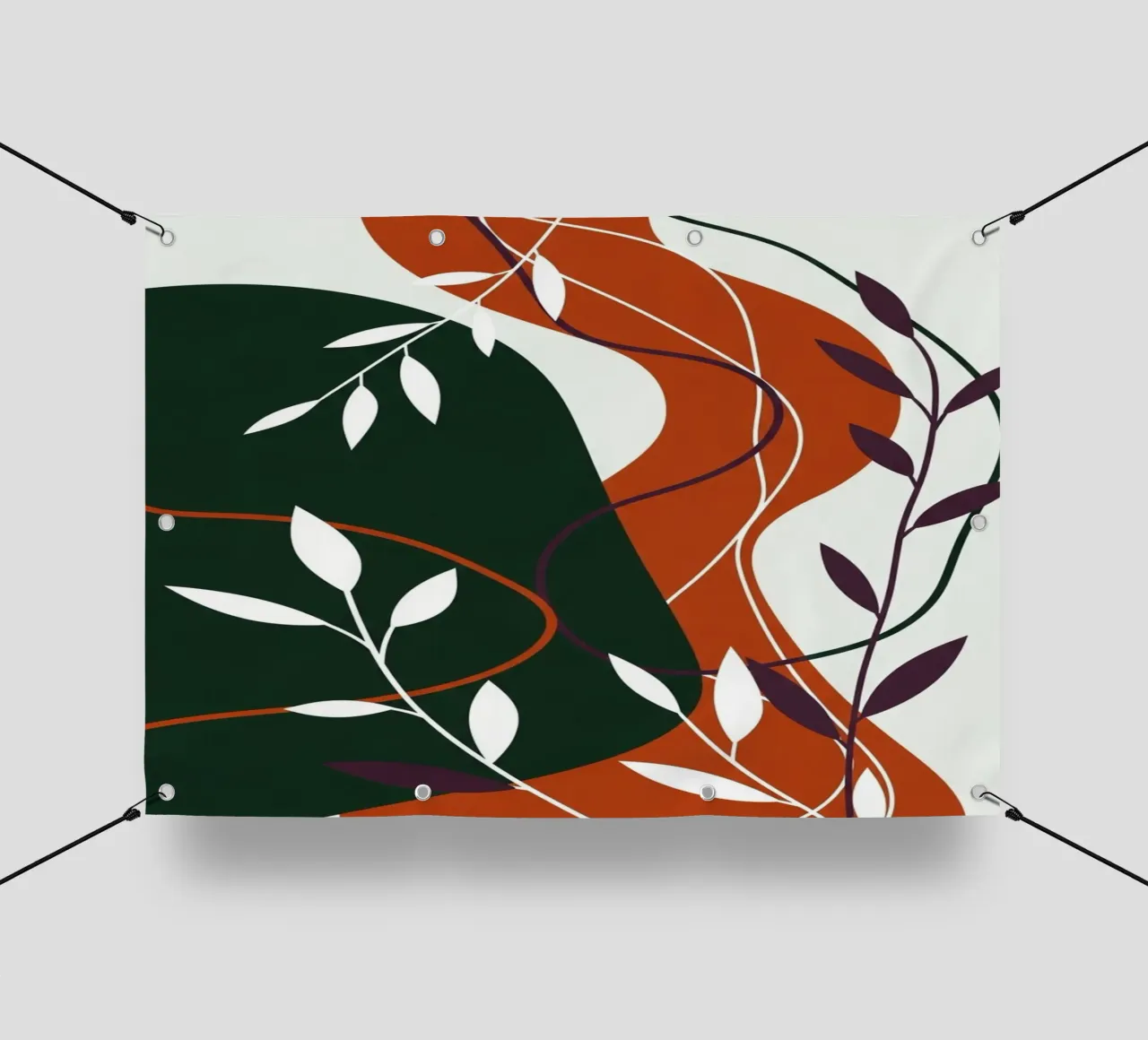 Abstract botanisch terracotta en smaragd pvc-zeil van Artistic-shop