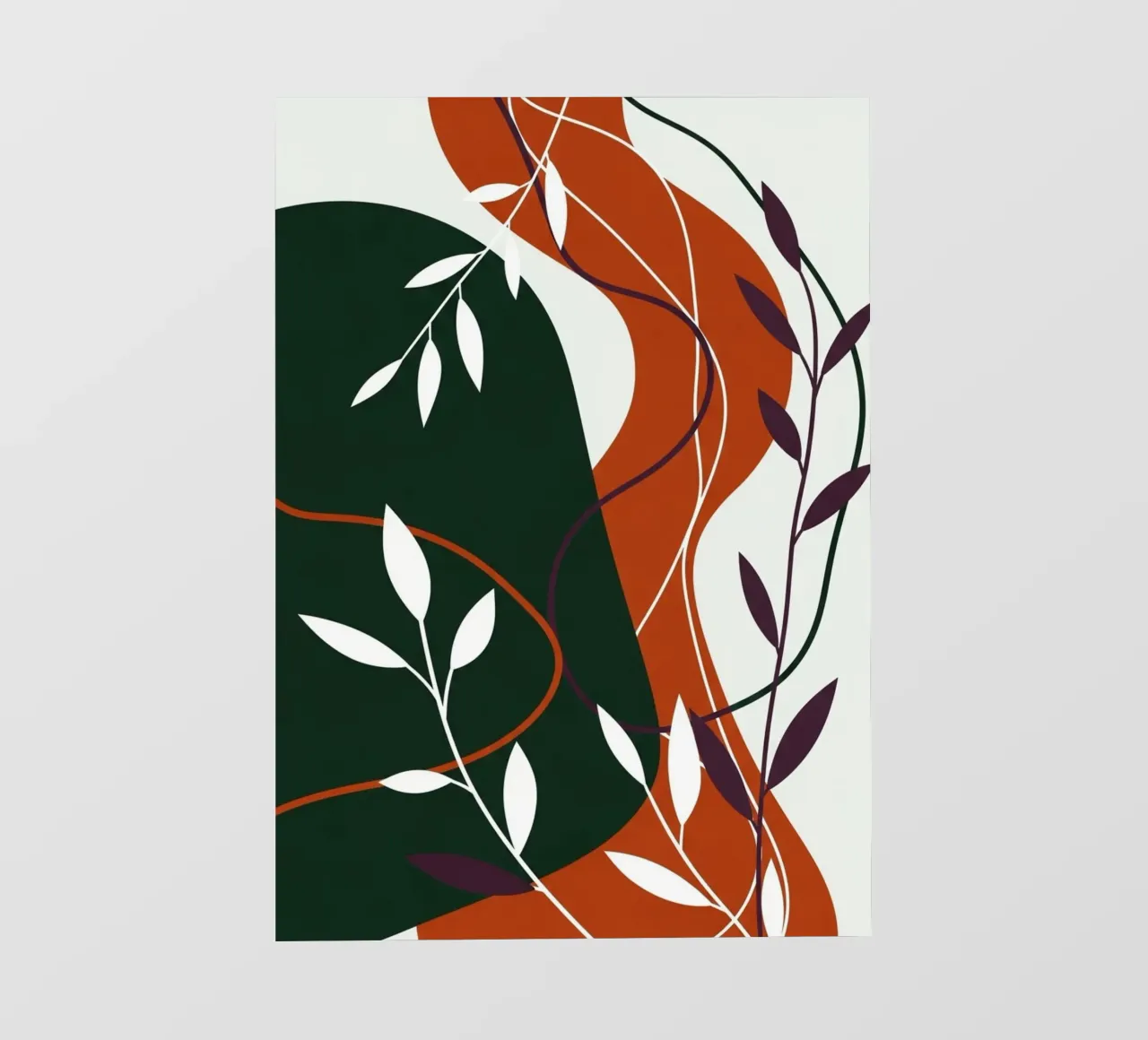 Abstract botanisch terracotta en smaragd pvc-zeil van Artistic-shop