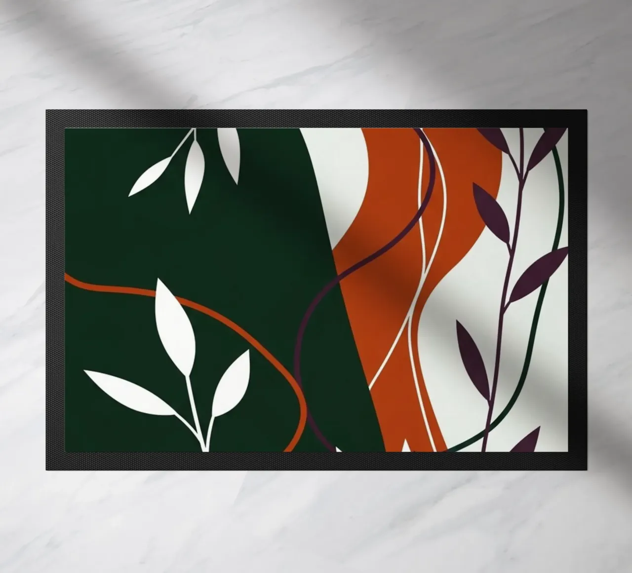 Abstract botanisch terracotta en smaragd deurmat van Artistic-shop