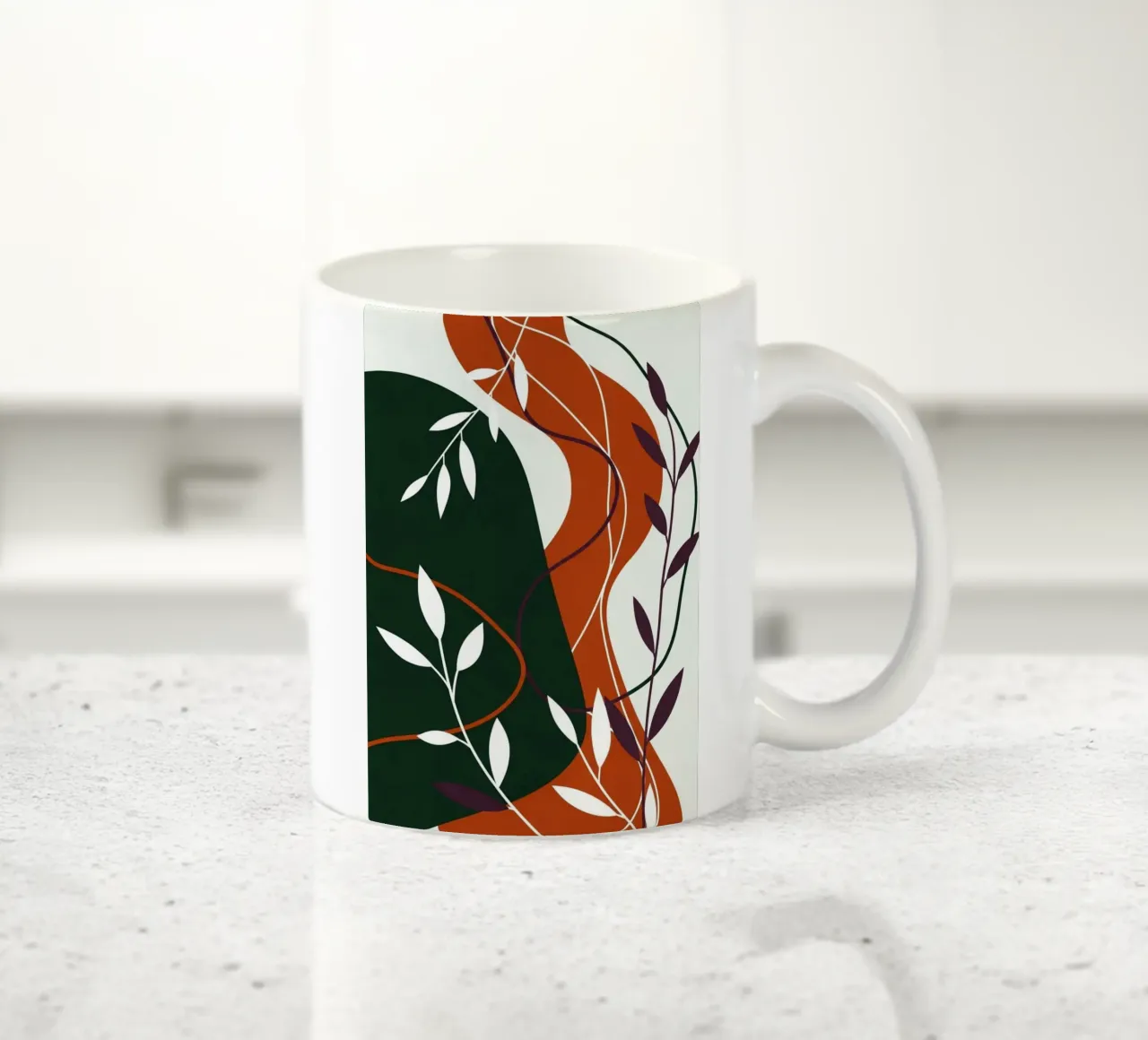 Abstract botanisch terracotta en smaragd keramische mok van Artistic-shop
