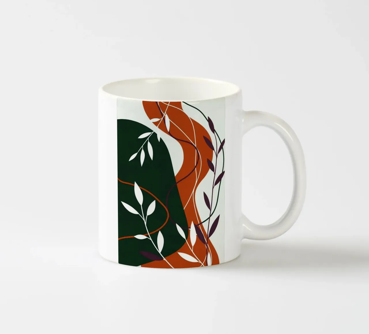 Abstract botanisch terracotta en smaragd keramische mok van Artistic-shop