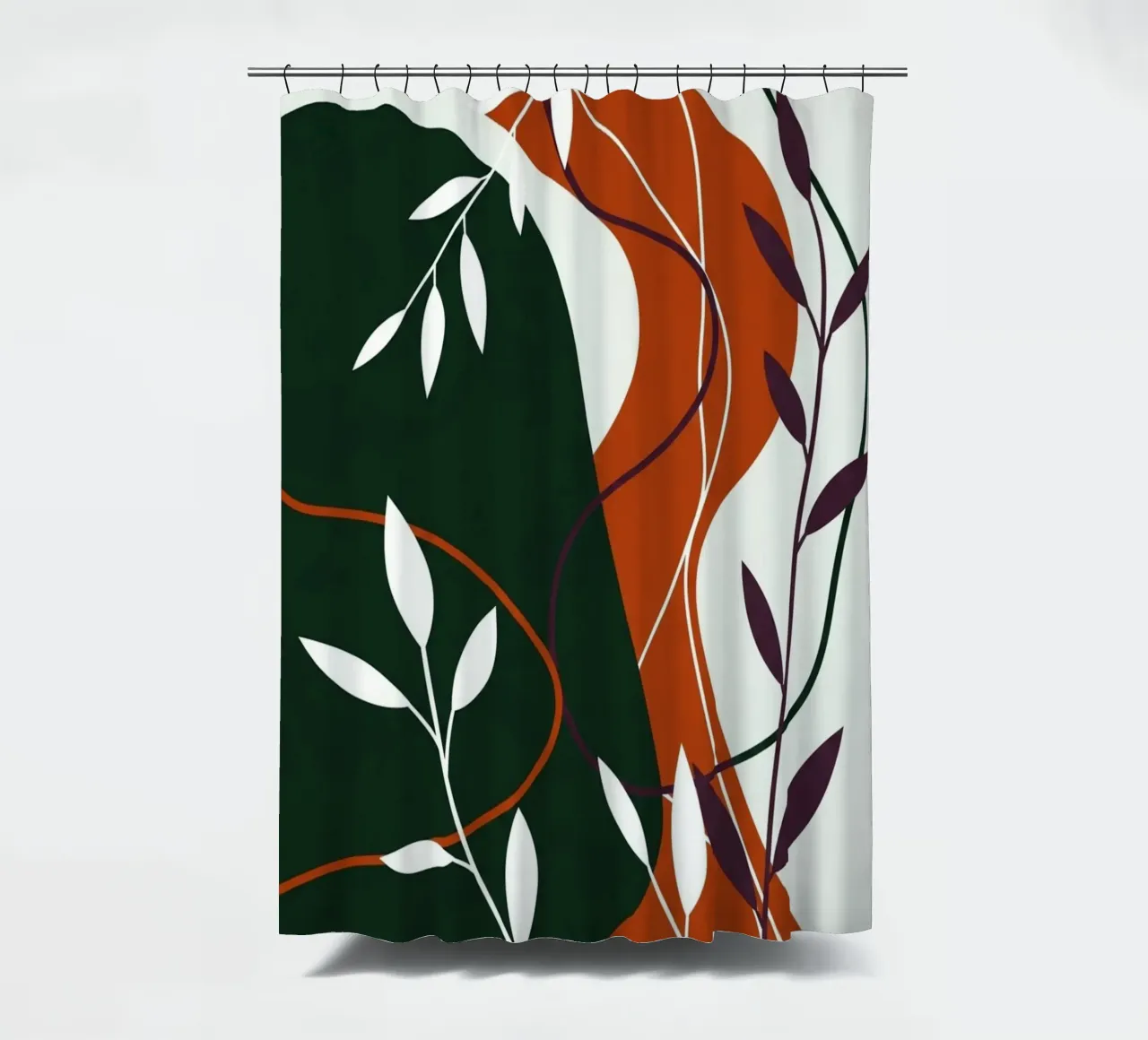 Abstract botanisch terracotta en smaragd douchegordijn van Artistic-shop