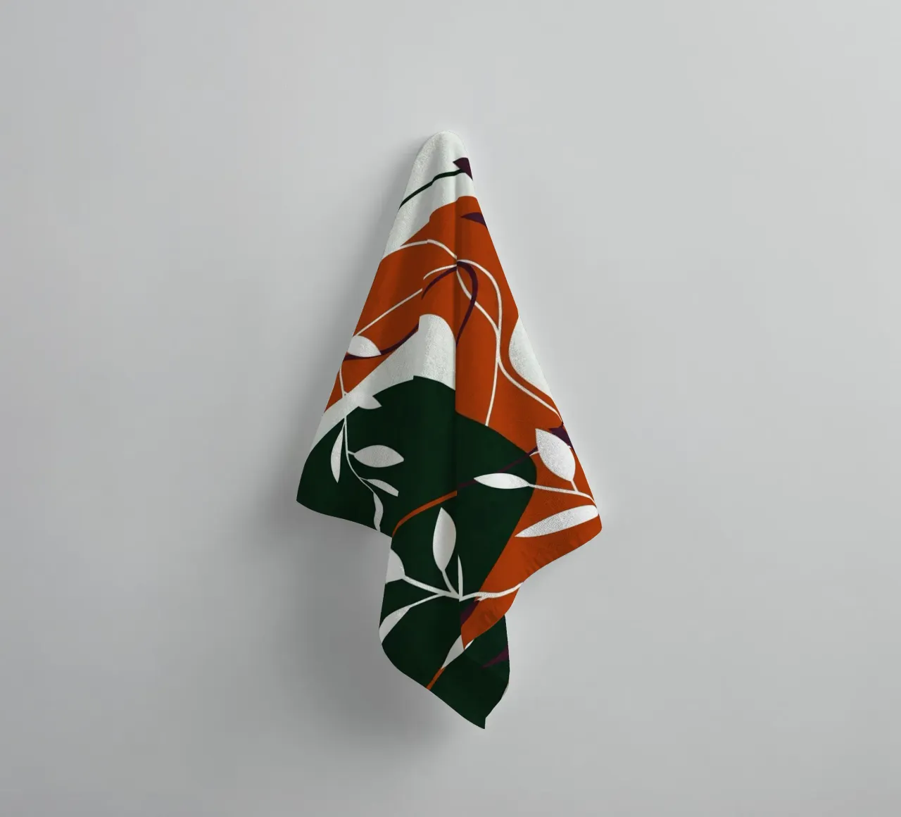 Abstract Terracotta and Emerald Botanical towel by Artistic-shop