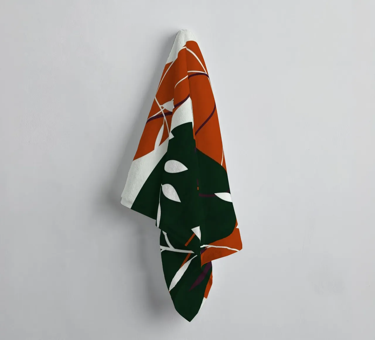 Abstract Terracotta and Emerald Botanical towel by Artistic-shop