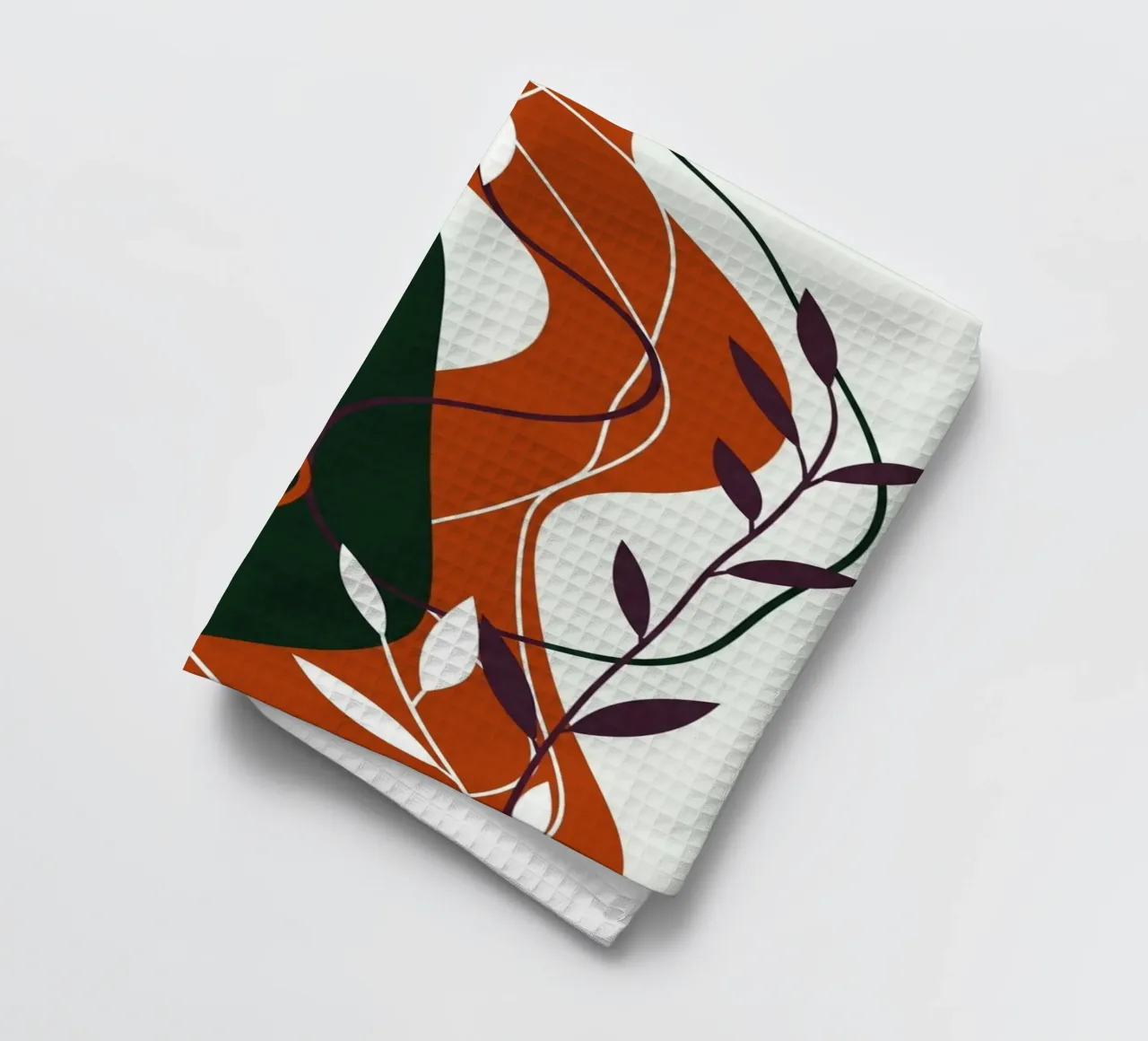 Abstract botanisch terracotta en smaragd theedoek van Artistic-shop