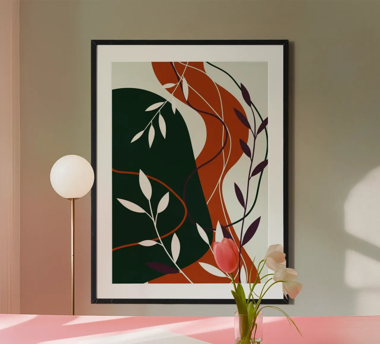 Abstrakte Terrakotta und Smaragd Botanisch Hahnemühle von Artistic-shop