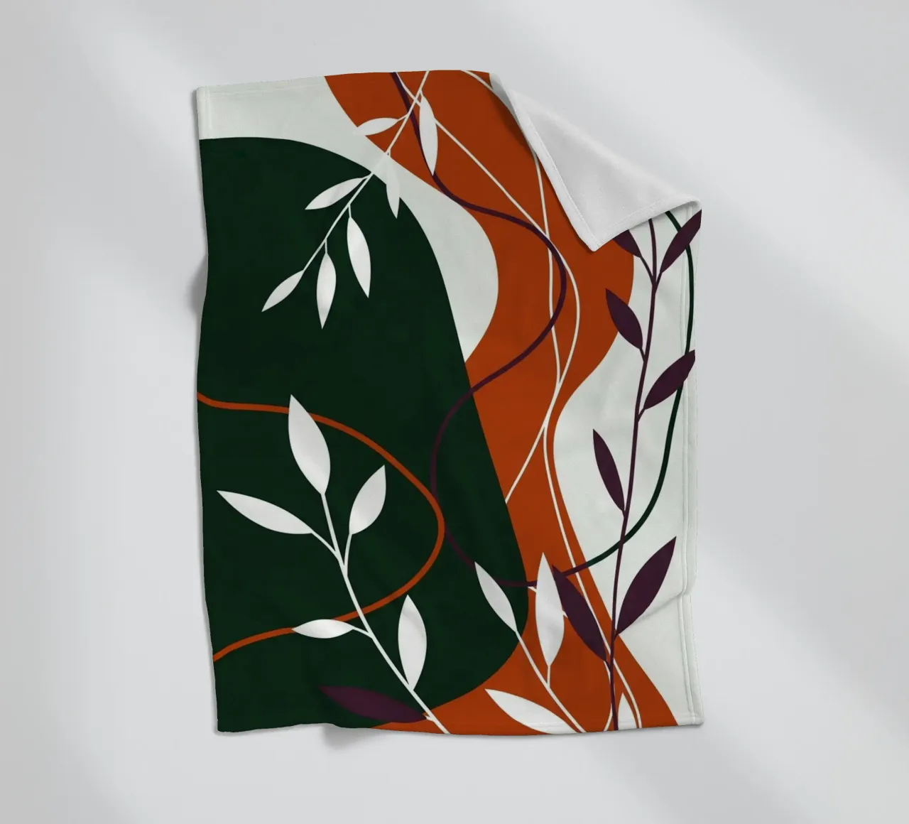 Abstract botanisch terracotta en smaragd fleecedeken van Artistic-shop