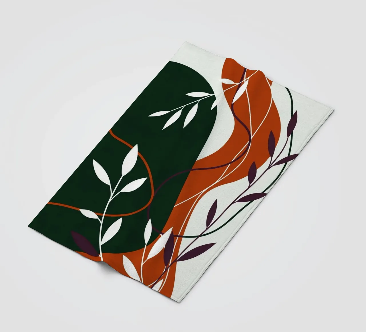 Abstract botanisch terracotta en smaragd fleecedeken van Artistic-shop