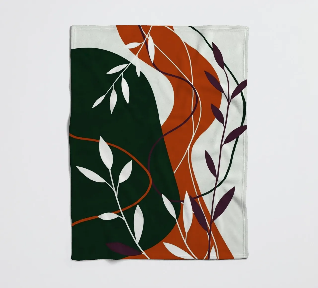 Abstract botanisch terracotta en smaragd fleecedeken van Artistic-shop