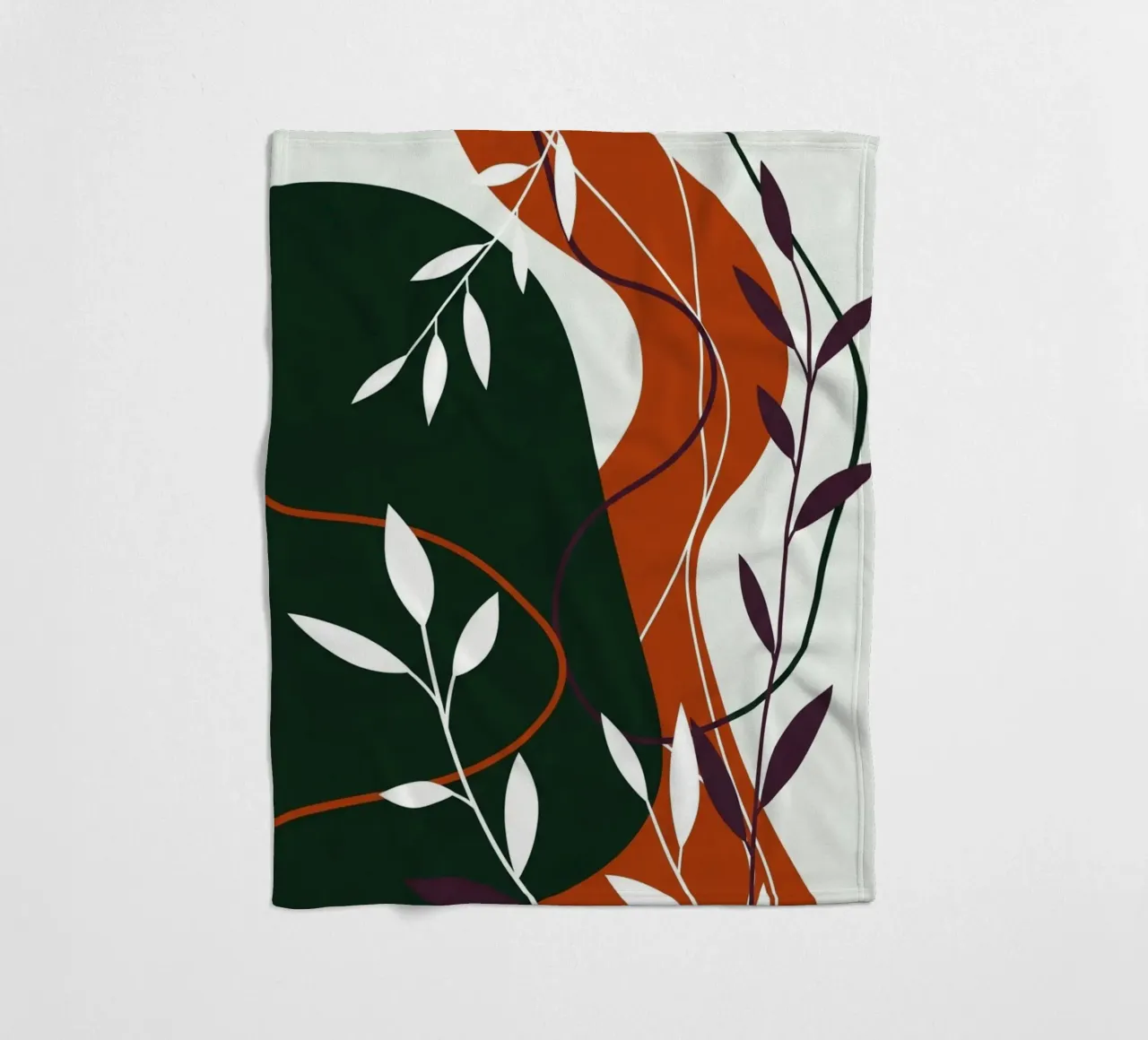 Abstract botanisch terracotta en smaragd fleecedeken van Artistic-shop