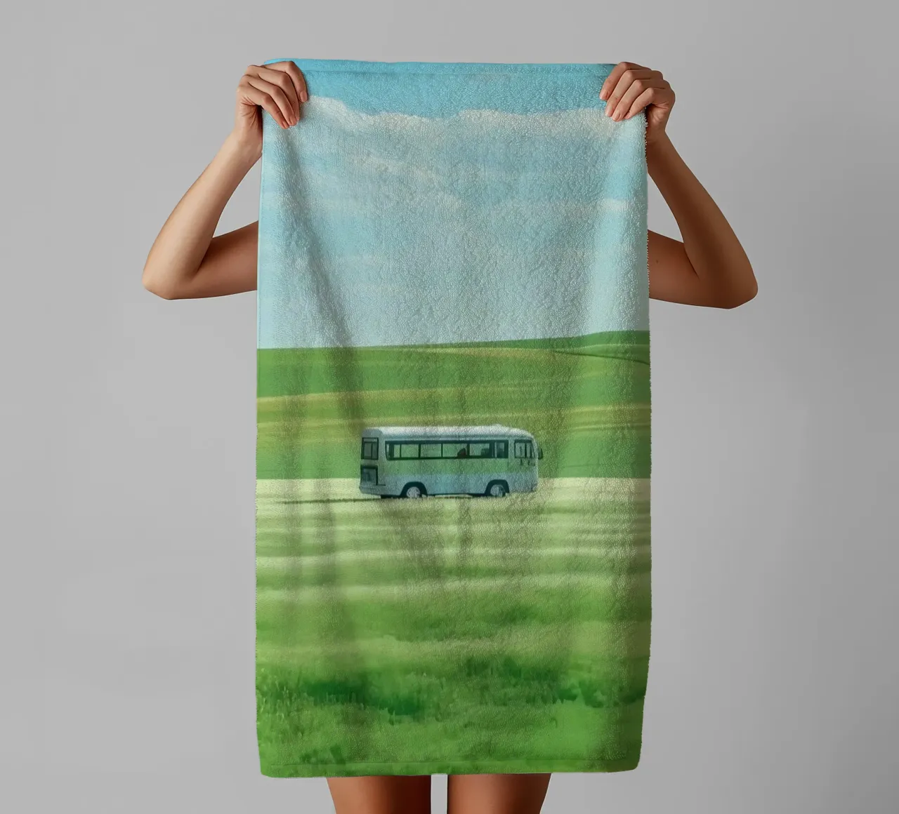 bus on field asciugamano da bagno da scoten