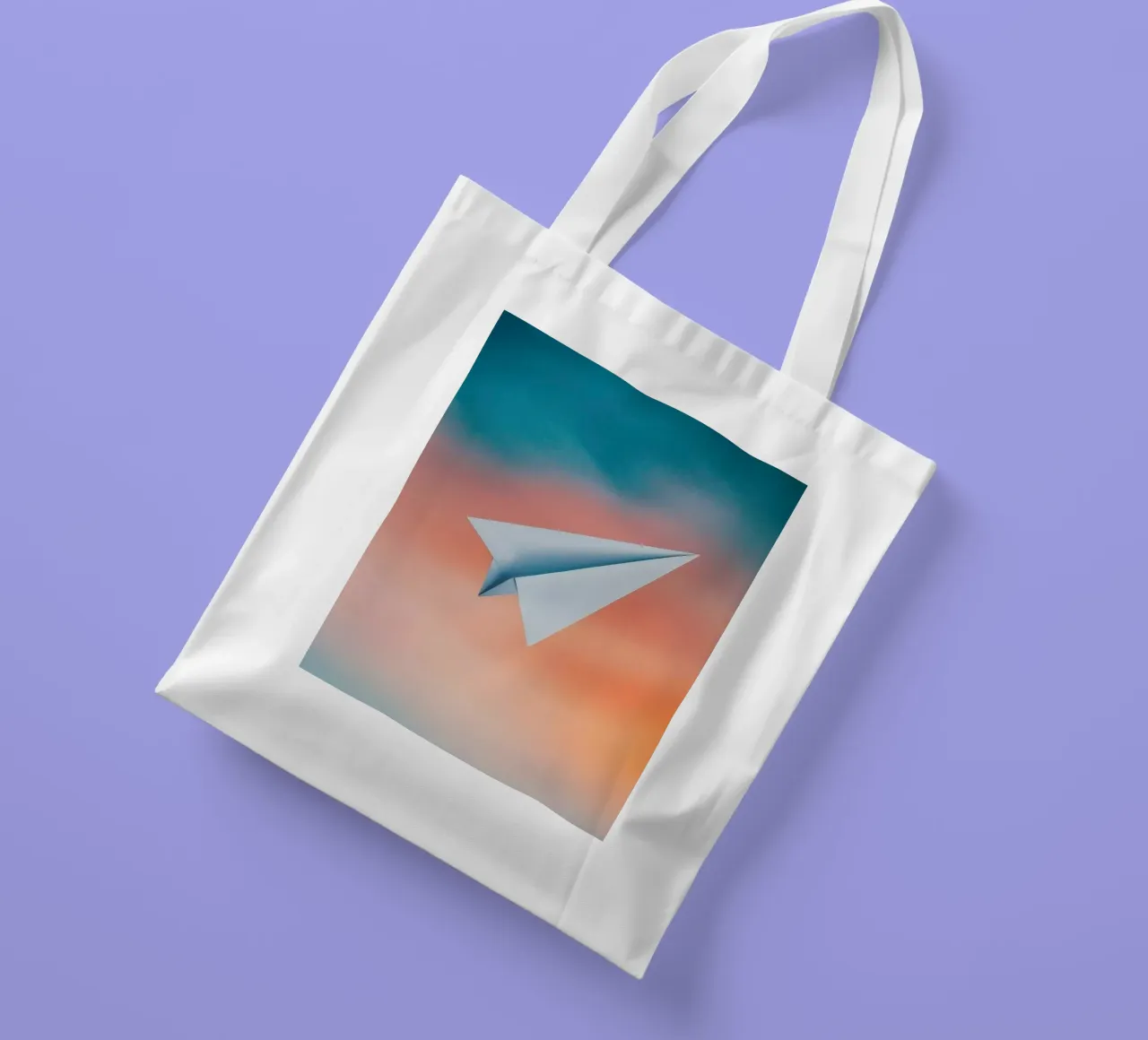 paper plane in gradient borsa in juta da scoten
