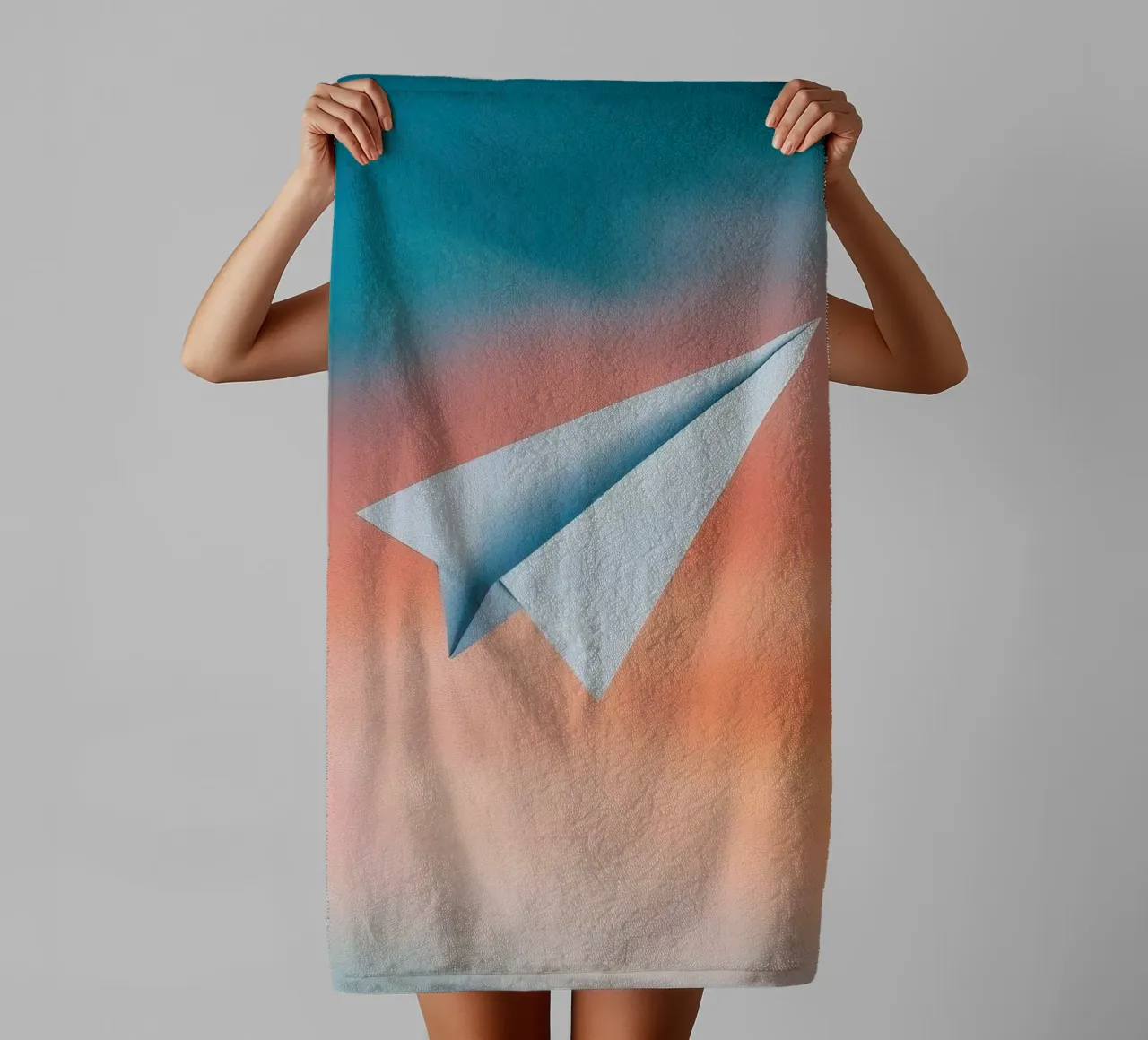 paper plane in gradient asciugamano da bagno da scoten