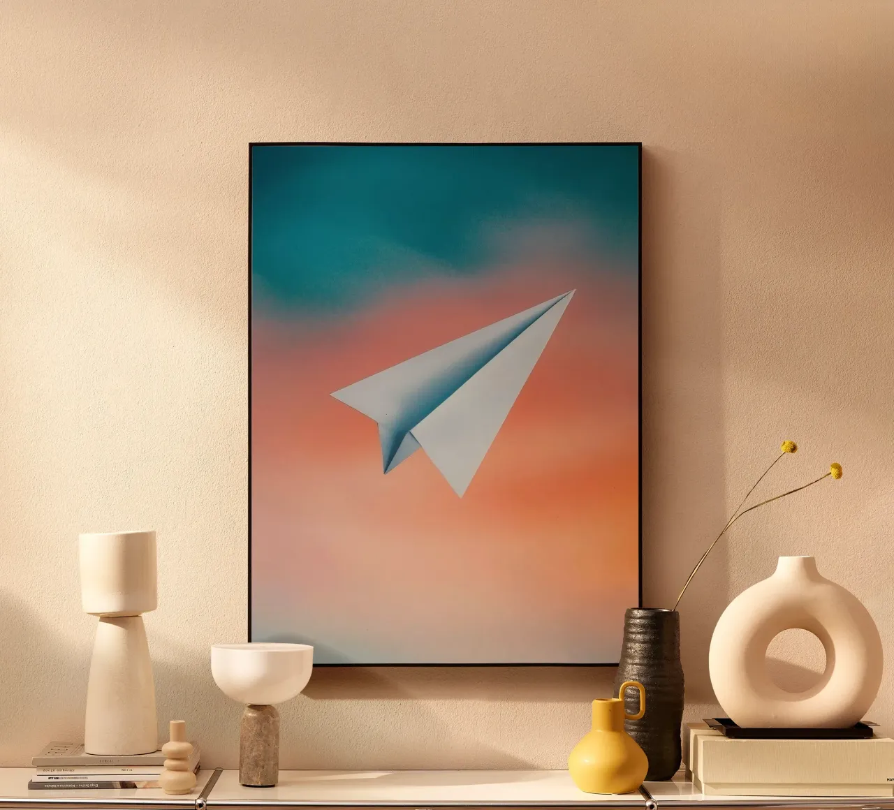 paper plane in gradient acrylic glass by scoten