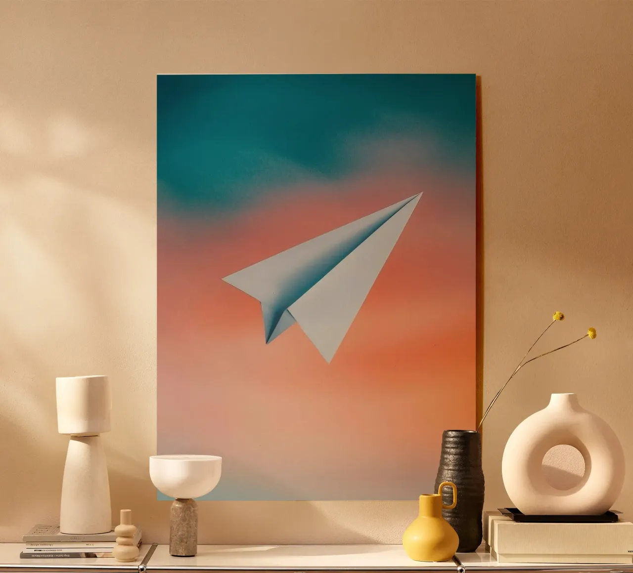 paper plane in gradient acrylic glass by scoten